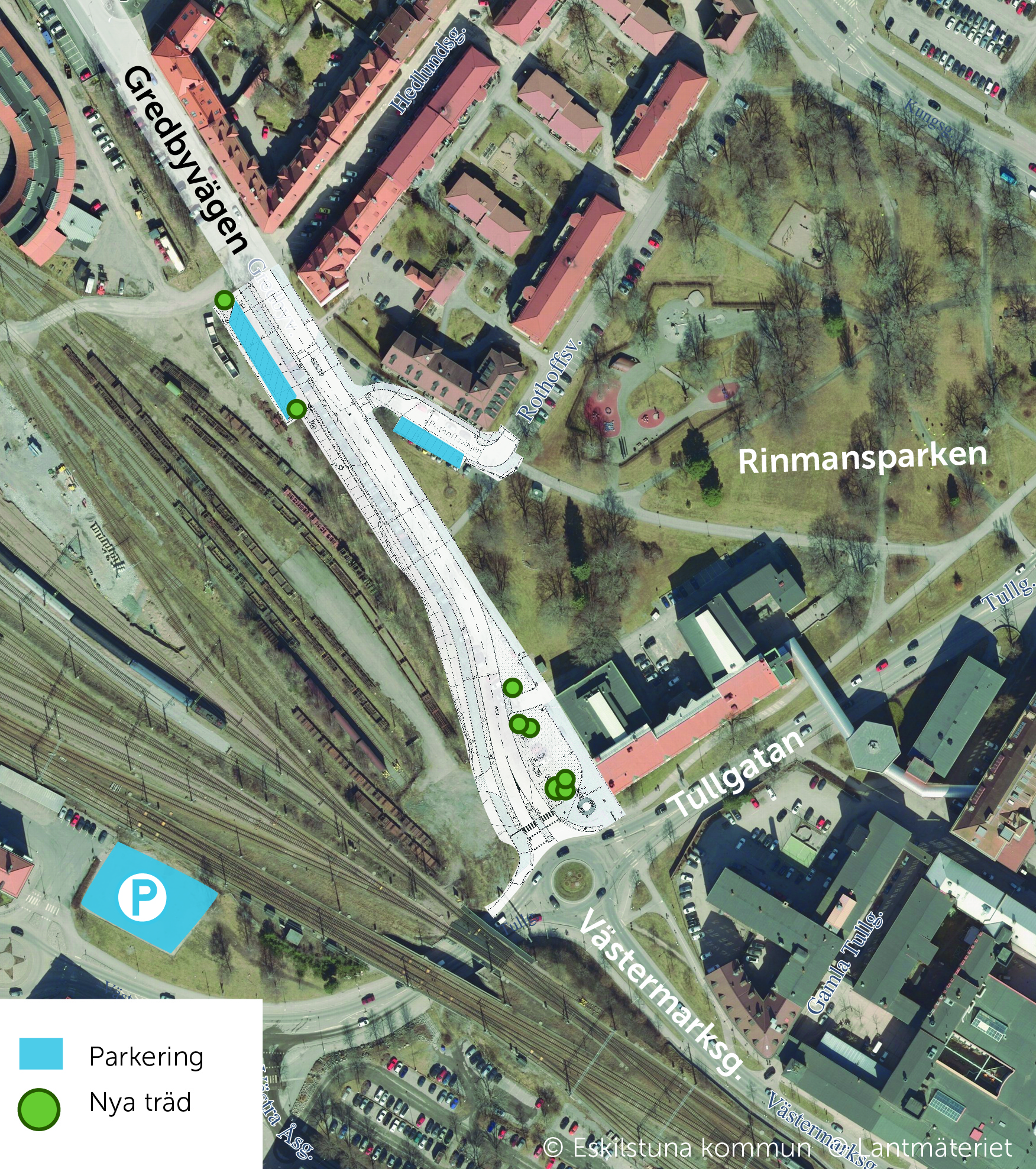 Karta över hur Gredbyvägen kommer se ut efter ombyggnation